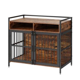 VEVOR Furniture Style Dog Crate with Storage, 41 inch Dog Crate Furniture Large Breed with Double Doors, Wooden Dog Cage for Large/Medium Dog Ind