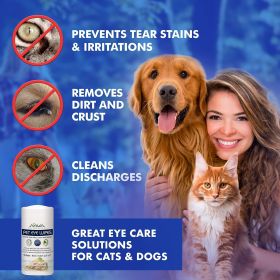 Pet Eye Wipes for Dogs Cats Puppies & Kittens 100 Count Natural and Aromatherapy Medicated Removes Dirt Crust and Discharge Prevents Tear Stain I