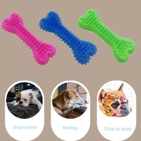 Dog Cat TPR Foam Eco-friendly TPR Chewing Toy Milky Scented Flat Bones Molar Teether Pet Supplies Spiny Soft Bite Resistant Toy (Color: Blue, size: S)