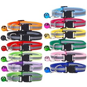 Nylon Collar Reflective With Small Bell For Dog & Cat; Dog Collar; Adjustable dog collar (Color: Fluorescent Green, size: Adjustment)