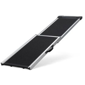 Foldable Aluminum Dog Car Step Ramp, Dog Ramp Climbing Ladder with PVC Handle, Non-slip Foot Mats for Most Sized Dogs, Pet Ramp Ladder, Black (Color: as Pic)