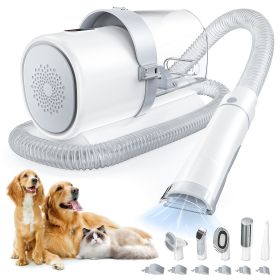 Professional Dog Grooming Clippers with 2.5L Cup, 3 Suction Modes, Cordless Clippers, 5 Groomer Tools, Low Noise Pet Hair Trimmer for (Color: White)