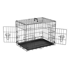 Portable Dog Cage with Divider for Indoor & Outdoor (Type: 24 Inch, Color: Black)